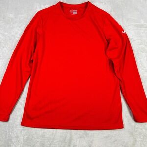 Mizuno Performance Mens M Red Long Sleeve Athletic Workout Training Shirt